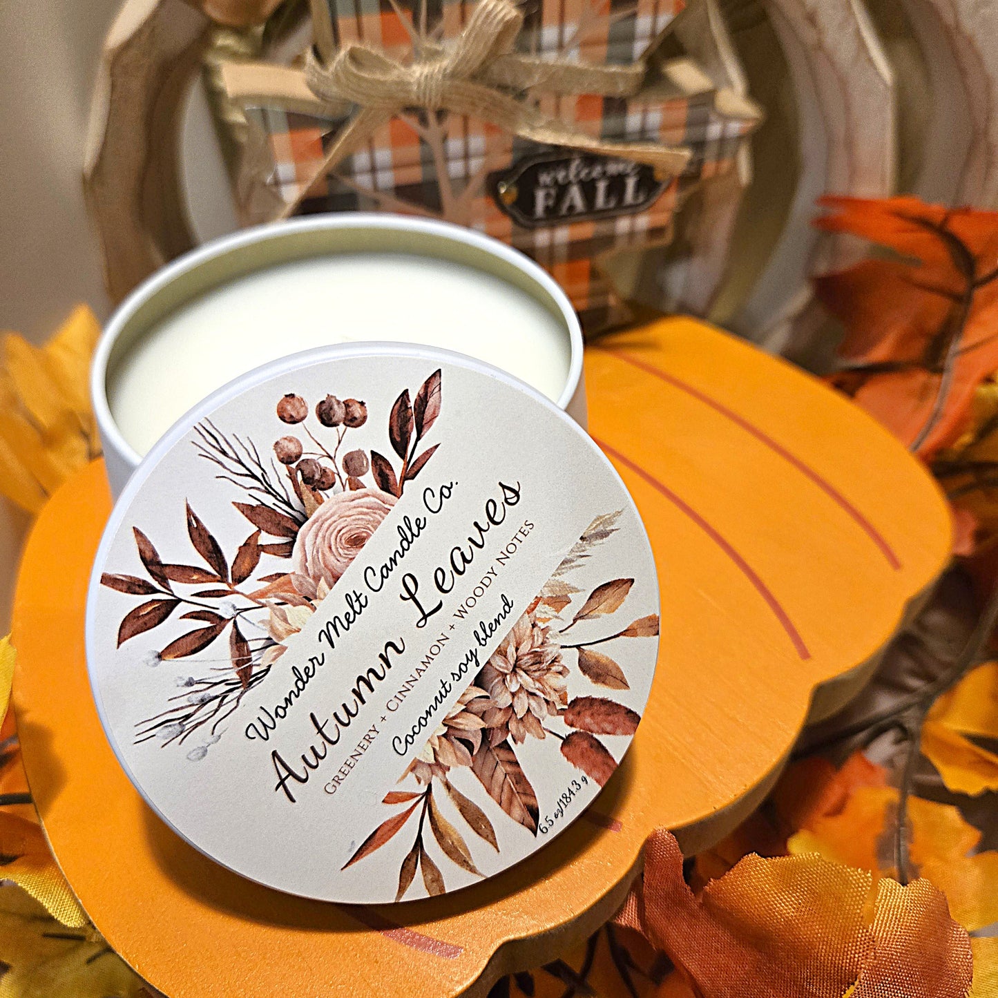 Autumn Leaves 6.5 oz candle tin